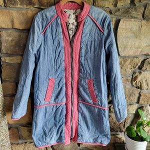 Free People Quilted Reversible Insulated Jacket S Long Coat